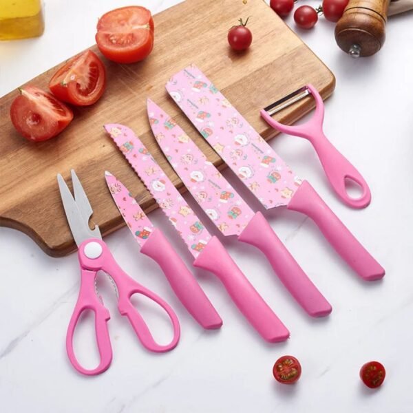 Colorful Printed 6 Pcs Knife Set ? Multipurpose Kitchen Knife Collection