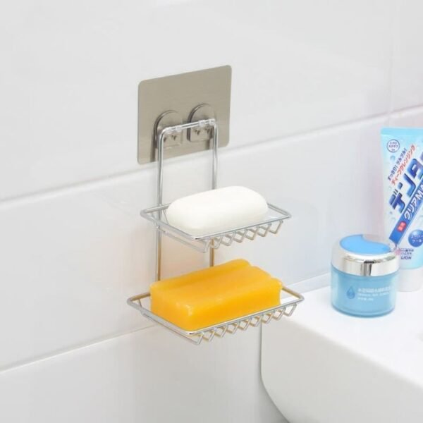 2 Tier Stainless Steel Soap Holder ? Space-Saving, Drainable Soap Dish