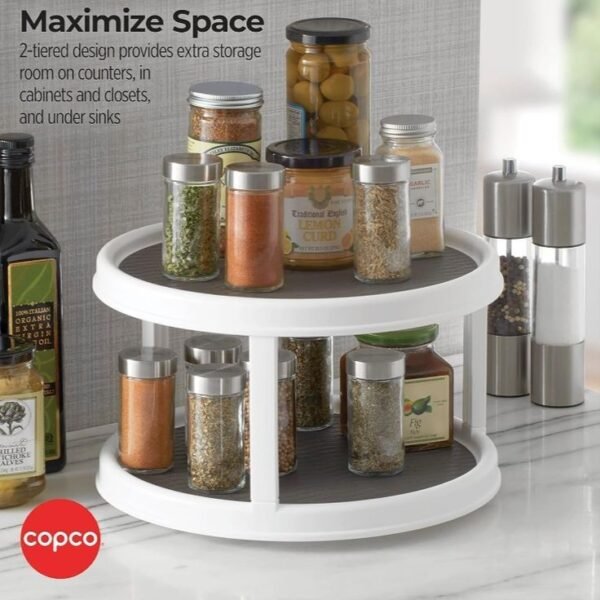 Rotating Double Layer Tray ? Ideal for Spices, Snacks, Bathroom, and Office Use