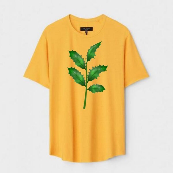 Yellow Unisex DOT KNIT Regular Fit Printed Round Neck T-Shirt