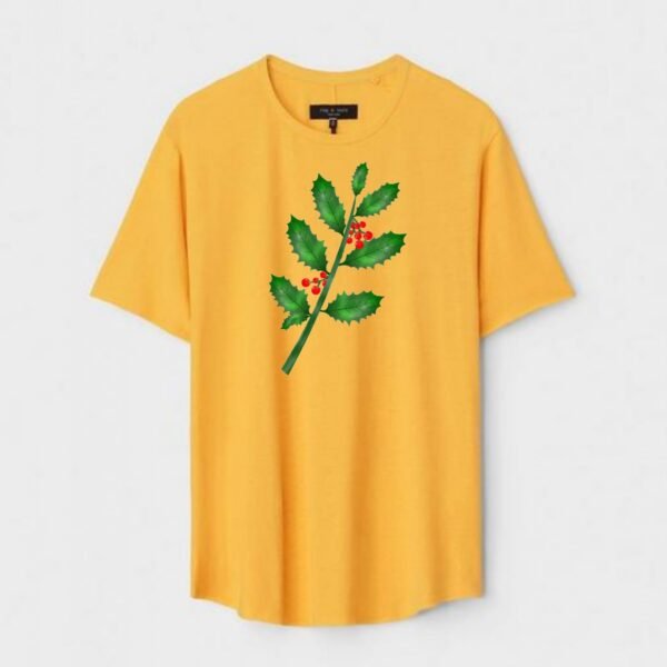 Yellow Unisex DOT KNIT Regular Fit Printed Round Neck T-Shirt