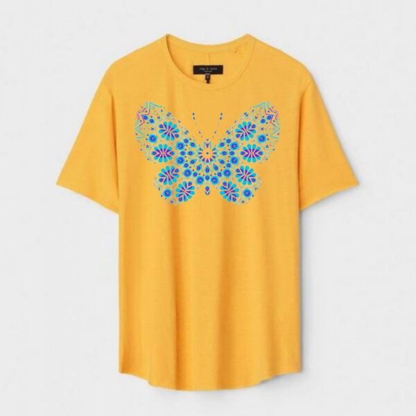 Yellow Unisex Cotton Regular Fit Printed Round Neck T-Shirt