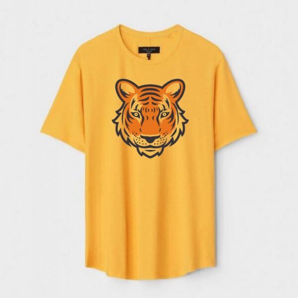 Yellow Unisex DOT KNIT Regular Fit Printed Round Neck T-Shirt