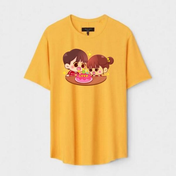 Yellow Unisex Cotton Regular Fit Printed Round Neck T-Shirt