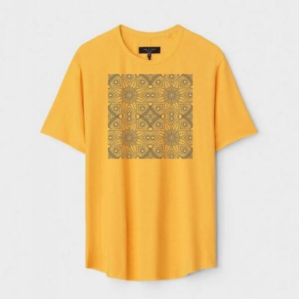 Yellow Unisex Cotton Regular Fit Printed Round Neck T-Shirt