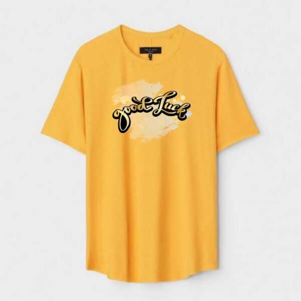 Yellow Unisex DOT KNIT Regular Fit Printed Round Neck T-Shirt