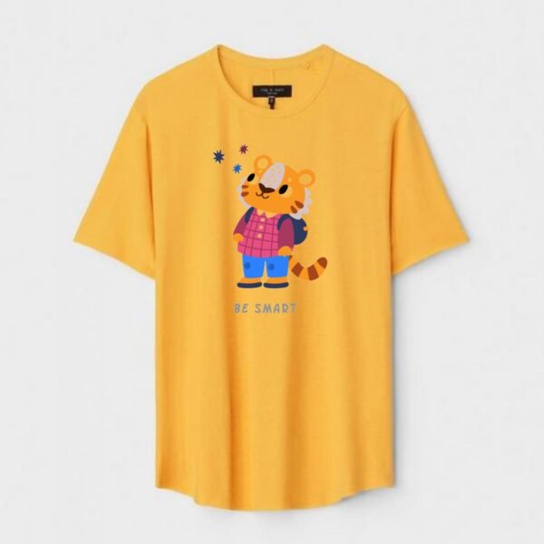 Yellow Unisex Polyster Regular Fit Printed Round Neck T-Shirt