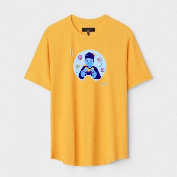 Yellow Unisex Cotton Regular Fit Printed Round Neck T-Shirt