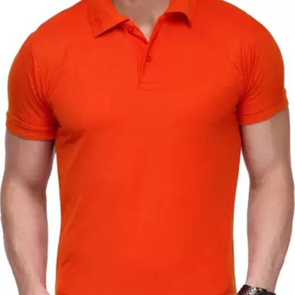 One-H Men's Polo Neck Short Sleeve Casual Tshirt Orange color (Pack of 1)